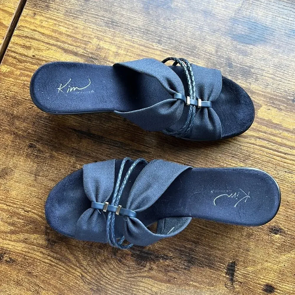 Kim Rogers Annabelle Navy Fabric Strappy Wedge Sandal
